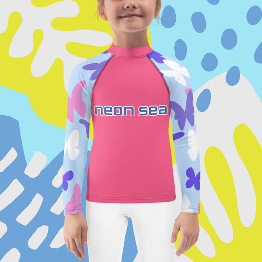 Kids Pink Visibility Rash Guard UPF50+ Rated - Free Shipping