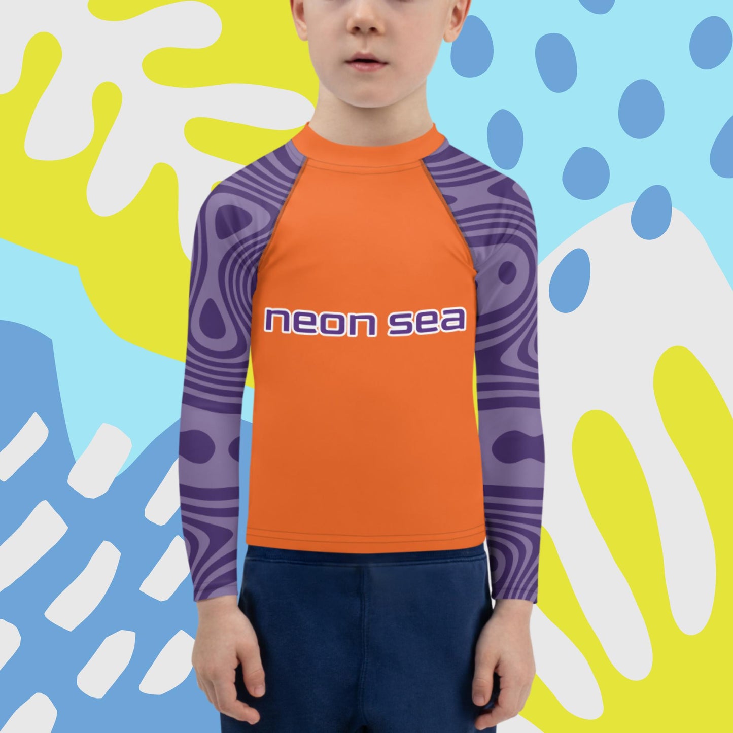 Kids Orange Visibility Rash Guard UPF50+ Rated - Free Shipping