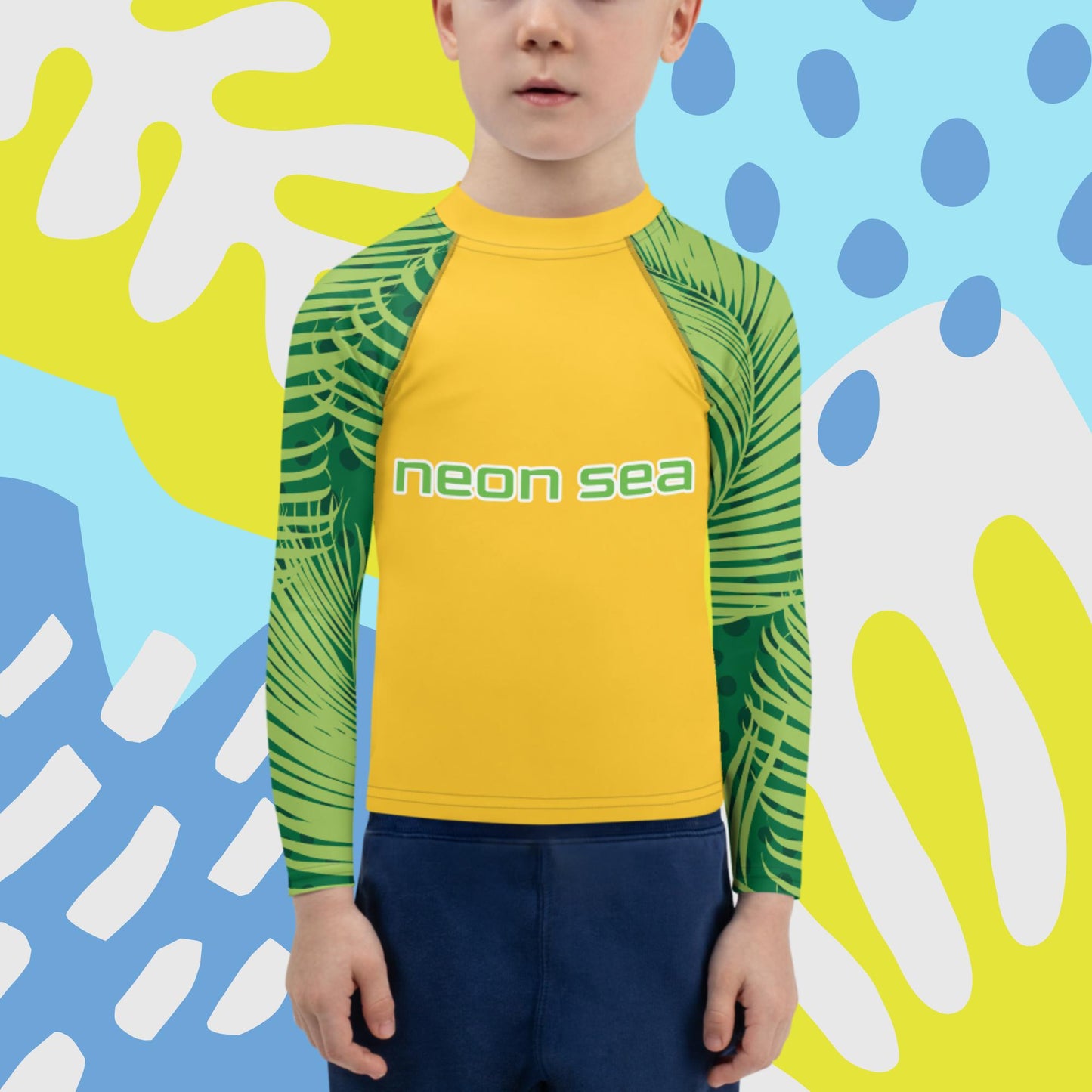 Kids Yellow Visibility Rash Guard UPF50+ Rated - Free Shipping