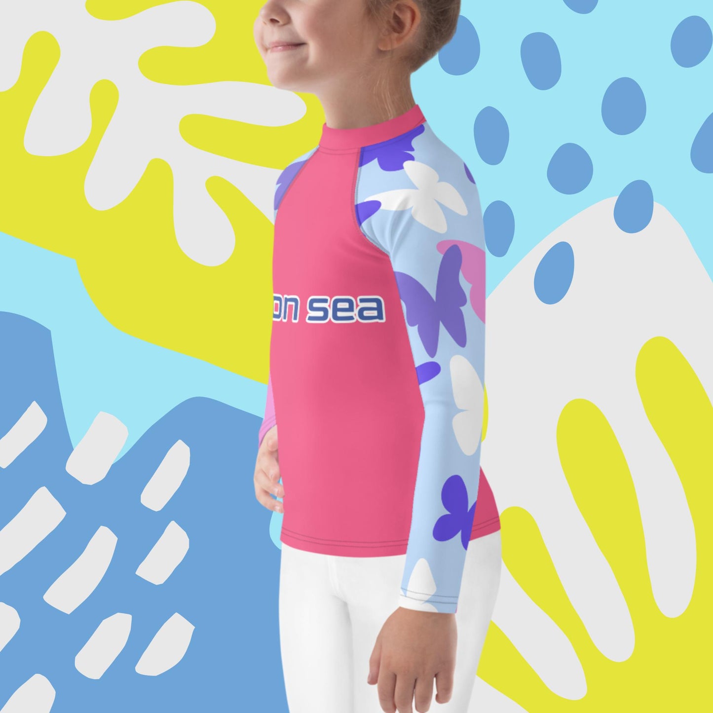 Kids Pink Visibility Rash Guard UPF50+ Rated - Free Shipping