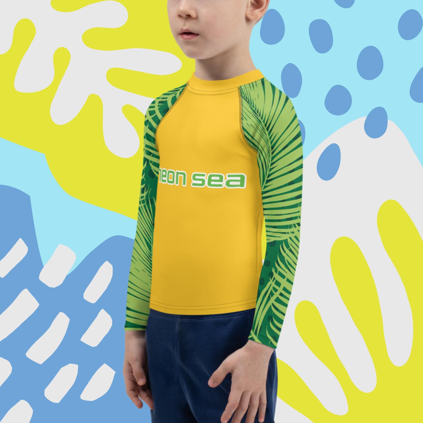 Kids Yellow Visibility Rash Guard UPF50+ Rated - Free Shipping