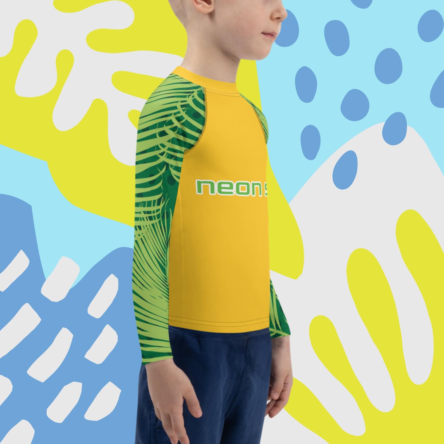 Kids Yellow Visibility Rash Guard UPF50+ Rated - Free Shipping