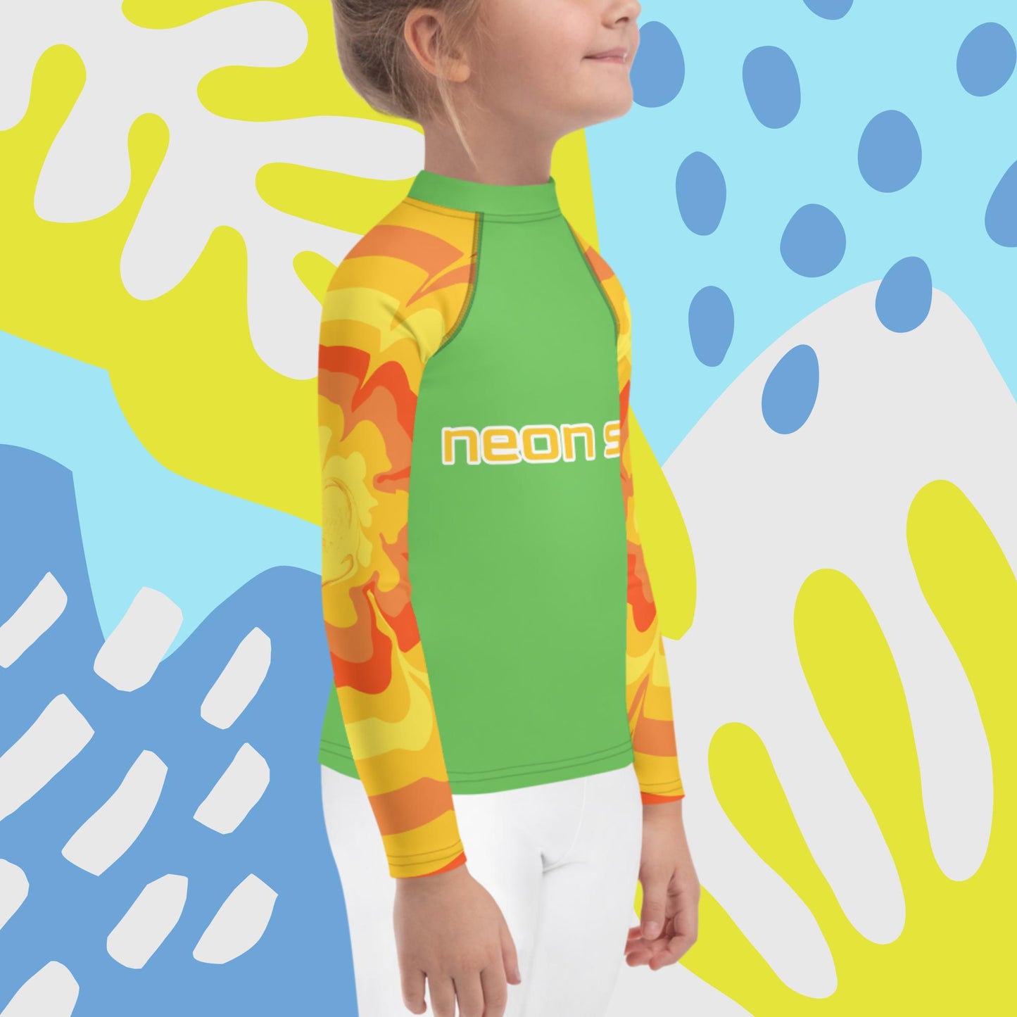 Kids Green Visibility Rash Guard UPF50+ Rated - Free Shipping