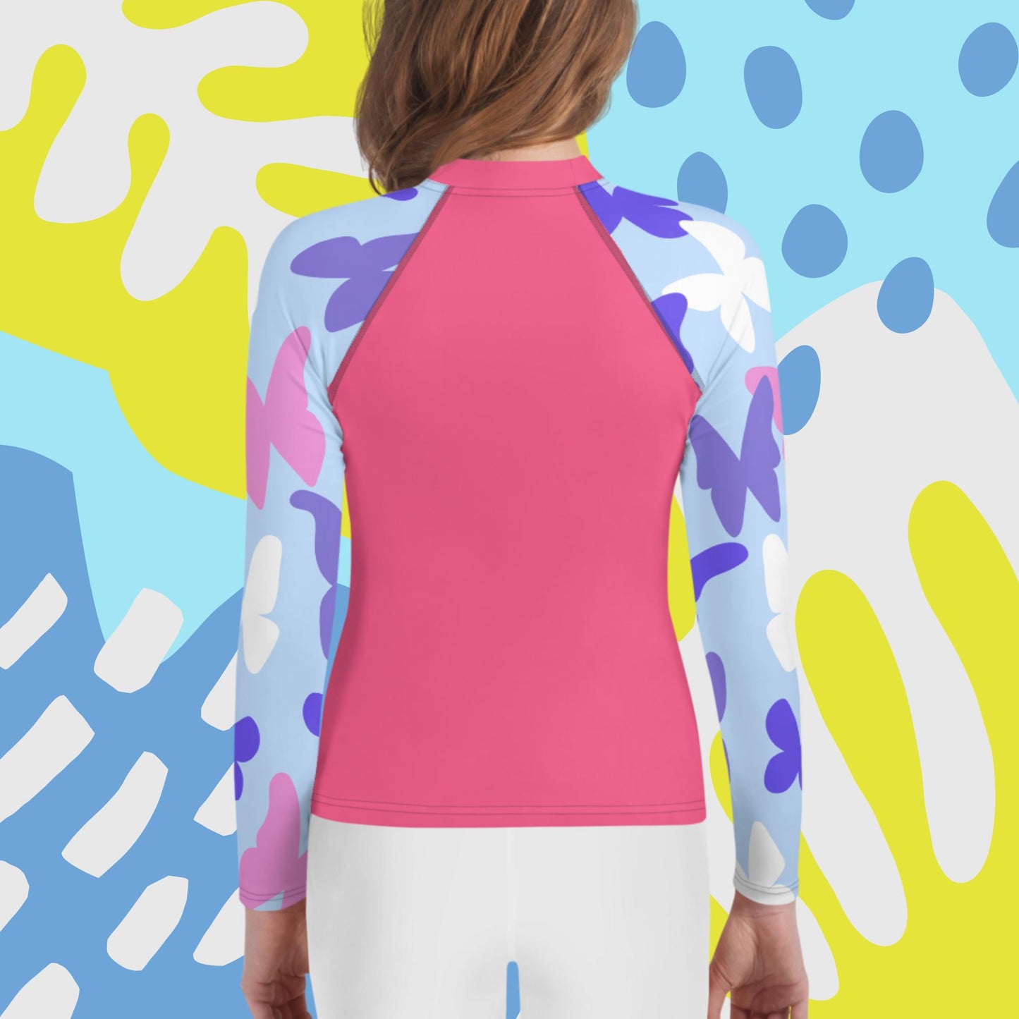 Youth Pink Visibility Rash Guard UPF50+ Rated - Free Shipping