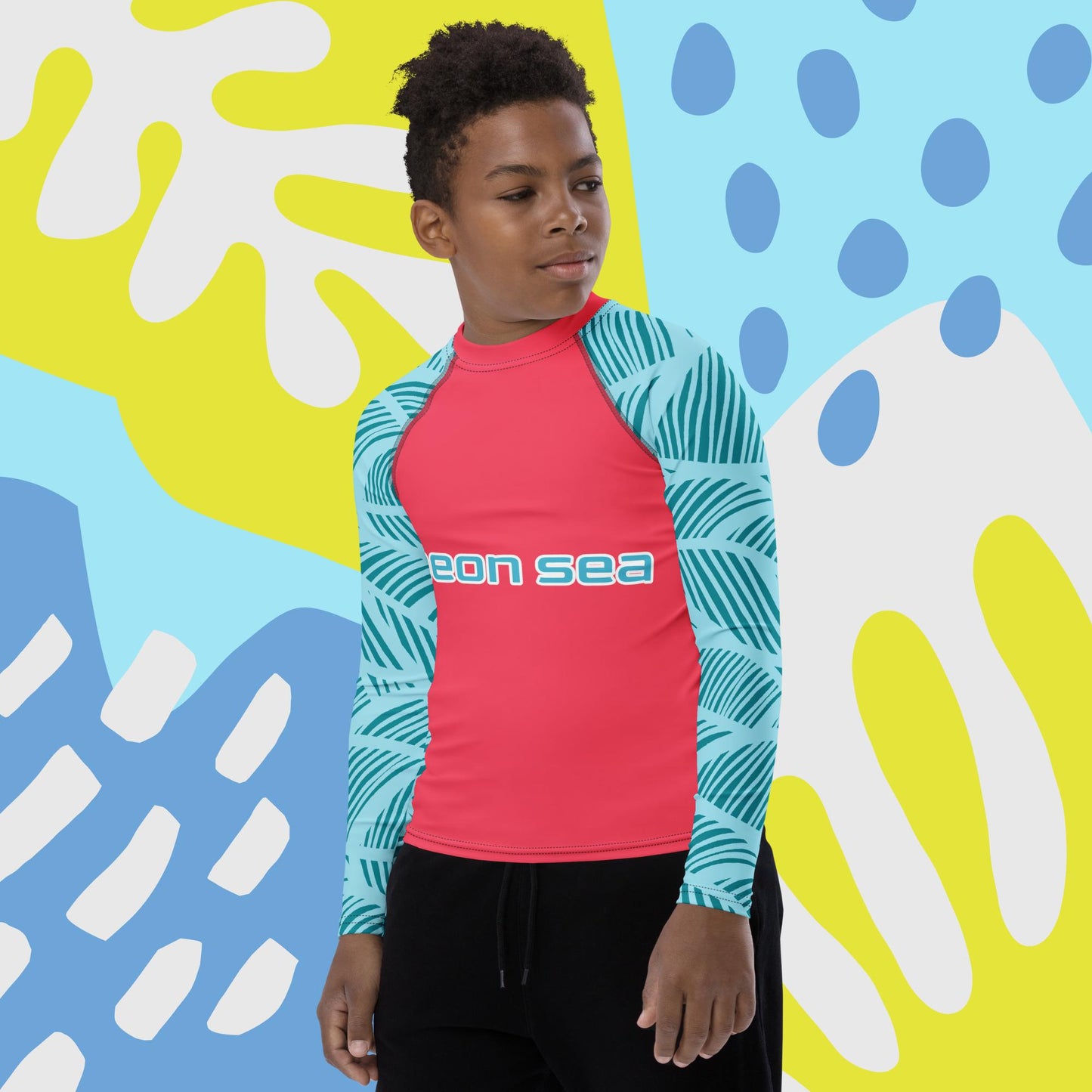 Youth Red Visibility Rash Guard UPF50+ Rated - Free Shipping