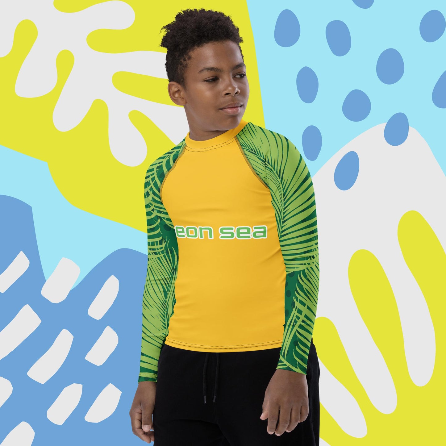 Youth Yellow Visibility Rash Guard UPF50+ Rated - Free Shipping